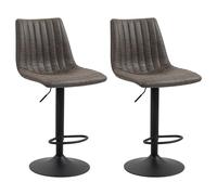 CARO-Möbel Lot de 2 tabourets de Bar VENEZA Chaise Haute réglable en Hauteur, Dossier Droit avec revêtement en Tissu suédine de Coloris Gris