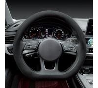 Carodi Housse de Volant de Voiture en Cuir suédé, adaptée pour Volant en Forme de D, Confortable, antidérapante et Durable (Noir)