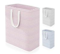 Caroeas Grand Panier à Linge Pliable 100L, Panier à Linge Imperméable Autoportant, Poignées Renforcées, Corbeille à Linge pour Vêtements, Serviettes, Jouets et Couvertures, Rouge