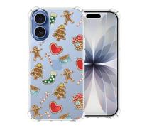 CAROKI Coque de téléphone de Noël transparente pour iPhone 17, motif cookies du Père Noël, coque de protection douce, jolie coque de protection pour garçons et filles - Coque de téléphone pour iPhone