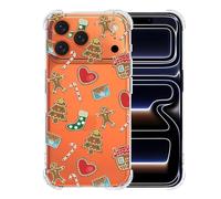 CAROKI Coque de téléphone de Noël transparente pour iPhone 17 Pro, motif cookies du Père Noël - Coque de protection douce et mignonne pour garçons et filles - Coque de téléphone pour iPhone 17