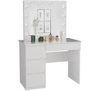 CAROL - Coiffeuse avec miroir + éclairage LED - 4 tiroirs - 98x76x51 cm - Bureau