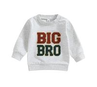 Carolilly Big Brother Little Brother Sweat-shirt ou barboteuse à col rond imprimé lettre assortie, Gris Grand, 18-24 mois