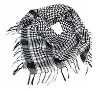 Carolilly Écharpe Châle d'Hiver Chaud Femme Châle à Carreaux Écharpe Wrap à Franges Carré d'Automne Foulard Plaid Doux pour Homme Fille Garçon (Noir/Blanc, 100 * 100cm)