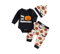 Carolilly Ensemble 3 pièces Mon premier Halloween pour petit garçon (Noir, 6-12 Months)