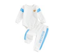 Carolilly Ensemble Ours Bébé Garçon Chaud de 2 Pièces, Body à Manches Longues + Pantalon (Bleu ciel, 3-6 Months)