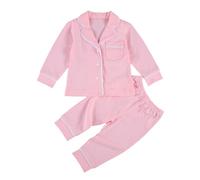 Carolilly Ensemble Pyjama Bébé Garçon Fille 2 Pièces Imprimé Koala Ours Vêtements de Nuit Enfant Unisexe Chemise Boutonnée Manches Longues + Pantalon (Rose, 3-4 Ans)