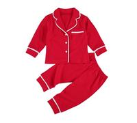 Carolilly Ensemble Pyjama Bébé Garçon Fille 2 Pièces Imprimé Koala Ours Vêtements de Nuit Enfant Unisexe Chemise Boutonnée Manches Longues + Pantalon (Rouge, 2-3 Ans)