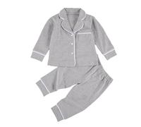 Carolilly Ensemble Pyjama Bébé Garçon Fille 2 Pièces Imprimé Koala Ours Vêtements de Nuit Enfant Unisexe Chemise Boutonnée Manches Longues + Pantalon (Gris, 4-5 Ans)