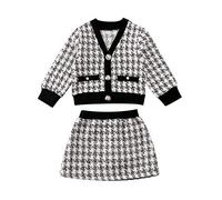 Carolilly Ensemble Tailleur Enfant Bébé Fille à Manches Longues Robe + Veste en Carreaux Chic Fashion (6 Mois à 5 Ans)