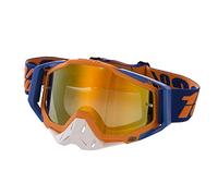 Carolilly Lunette de Moto Cross Mototourisme Lunettes Goggle Lunettes de Ski d 'Anti-poussière d'anti-buée Coupe-Vent pour Activités Extérieures (Bleu et Orange + Blanc, A, Taille Unique)