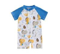 Carolilly Maillot de Bain Enfant Bébé Garçon Une Pièce Imprimé Requins ou Dinosaures Anti-UV, Blanc C, 12-18 Mois