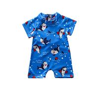 Carolilly Maillot de Bain Enfant Bébé Garçon Une Pièce Imprimé Requins ou Dinosaures Anti-UV, Bleu Requin B, 1-2 Ans, Taille Fabriquant 100