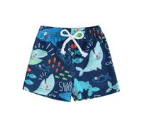 Carolilly Short de Bain Enfant Bébé Garçon Boxer Maillot de Bain Imprimé Natation Plage, Bleu Requin B, 2-3 Ans, Taille Fabriquant 110