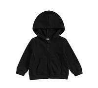 Carolilly Sweat-Shirt à Capuche Zippé Enfant Bébé Unisexe, Veste à Capuche Garçon Fille de Bas Age Printemps Automne Couleur Uni (1-5 ans)