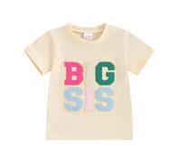 Carolilly T-shirt ou body assorti avec inscription « Big Sister Little Sister » et « Little Sister », Beige C Big, 2-3 ans