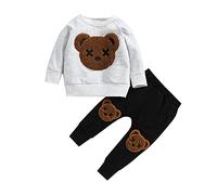 Carolilly Vêtement Bébé Garçon Ensemble Sweat Pull Manches Longues et Pantalon de Jogging Sport Survêtement Automne Hiver 2 Pièces (Gris Kola, 3-4 Ans)