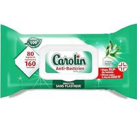 Carolin Lingettes Anti-Bactériennes à l'Huile Esssentielle d'Arbre à Thé, Sans Javel x80