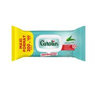 CAROLIN Lingettes multi-usages maxi format anti-bactériennes et sans javel à l'huile essentielle d'eucalyptus - 200 pièces