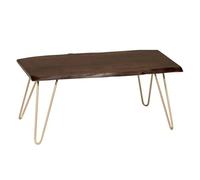 Carolina Classic SETI Live Edge Table basse et banc en orme et or
