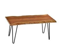 Carolina Forge LE1618NATBK Table basse rectangulaire en bois avec bord vivant Naturel et noir 101,6 cm