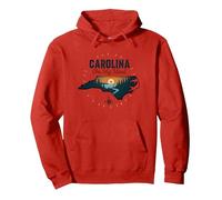 Carolina on My Mind, Amoureux de la Nature au Coucher du Soleil en Caroline du Nord Sweat à Capuche, Unisexe pour Adultes, Rouge, M
