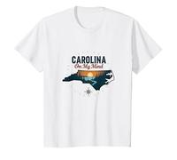 Carolina on My Mind, Amoureux de la Nature au Coucher du Soleil en Caroline du Nord T-Shirt, Enfant, Blanc, 10 Ans