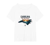 Carolina on My Mind, Amoureux de la Nature au Coucher du Soleil en Caroline du Nord T-Shirt, Femme Grandes Tailles, Blanc, 3X