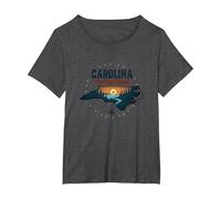 Carolina on My Mind, Amoureux de la Nature au Coucher du Soleil en Caroline du Nord T-Shirt, Femme Grandes Tailles, Chiné Foncé, 2X