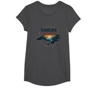 Carolina on My Mind, Amoureux de la Nature au Coucher du Soleil en Caroline du Nord T-Shirt, Fille, Chiné Foncé, XS