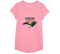 Carolina on My Mind, Amoureux de la Nature au Coucher du Soleil en Caroline du Nord T-Shirt, Fille, Rose, S
