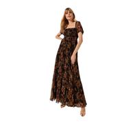 Caroline Constas, Femme, Robes, Brun, Taille: 36 FR Robe Maxi en Soie avec Encolure Espagnole