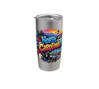 Caroline du Nord, NC Graffiti Art USA Gobelet isotherme en acier inoxydable double paroi