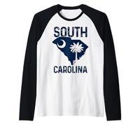 Caroline du Sud Palmetto Moon State Map Vintage Pride Manche Raglan