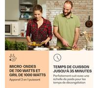 Caroline micro-ondes gril | 20 litres | 700 W micro-ondes / 1000 W gril | plateau tournant Ø 25,5cm | QuickSelect | design rétro