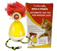 Caroline's Cats Spin-N-Pounce Jouet interactif automatique rechargeable pour chat avec capteur tactile et arrêt automatique, rotation à 360°, moteur silencieux, lumière LED