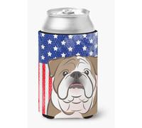 "Caroline's Treasures BB2149CC Porte-canette ou bouteille en forme de drapeau américain et de bouledogue anglais multicolore"