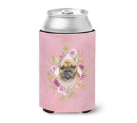 "Caroline's Treasures CK4144CC Fawn French Bulldog Pink Flowers Hugger Can ou Bottle Hugger Boisson froide Koozies 12 oz Multicolore"