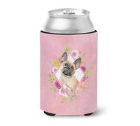 "Caroline's Treasures CK4238CC Fawn French Bulldog Pink Flowers Hugger Can ou Bottle Hugger Boisson froide Koozies 12 oz Multicolore"