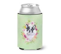 "Caroline's Treasures CK4303CC French Bulldog Green Flowers Hugger Can ou Bottle Hugger Boisson froide Koozies 12 oz Multicolore"