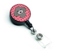 Caroline's Treasures Porte-badge r tractable en forme de c ur caniche gris argent multicolore (BB5329BR)