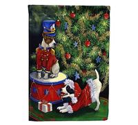 Caroline's Treasures PPP3107GF Drapeau d'extérieur en polyester 2 plis Motif Jack Russell Noël Multicolore 28 x 39 cm