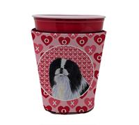 Caroline's Treasures SS4467RSC Japonais Chin Hearts Amour et Saint Valentin Rouge Tasse Hugger Tasse Refroidisseur Sleeve Hugger Lavable en Machi
