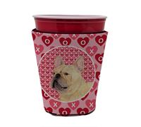 Caroline's Treasures SS4485RSC Bouledogue fran ais C urs Amour et Saint Valentin Rouge Tasse Hugger Tasse Refroidisseur Manchon Hugger Lavable en