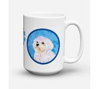 ""Caroline's Treasures SS4757-BU-CM15 Tasse caf en c ramique maltaise allant au lave-vaisselle et au micro-ondes 15 oz Multicolore""