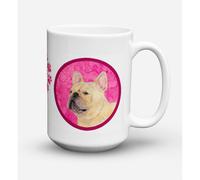 ""Caroline's Treasures SS4761-PK-CM15 Tasse caf en c ramique pour micro-ondes Bouledogue fran ais 15 oz Multicolore""
