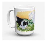 ""Caroline's Treasures SS8103CM15 Tasse caf en c ramique pour micro-ondes Border Collie 15 oz Multicolore""
