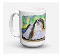 ""Caroline's Treasures SS8329CM15 Tasse caf en c ramique Shih Tzu lavable au lave-vaisselle et au micro-ondes 15 oz Multicolore""
