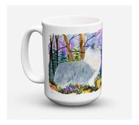 ""Caroline's Treasures SS8636CM15 Tasse caf en c ramique Sheltie lavable au lave-vaisselle et au micro-ondes 15 oz Multicolore""