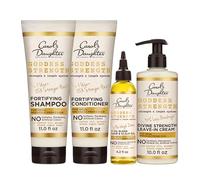 Carol's Daughter Goddess Strength Lot de 4 produits de soins capillaires - Shampoing sans sulfate, après-shampoing, sans rinçage, soin du cuir chevelu et huile capillaire - Pour cheveux bouclés et